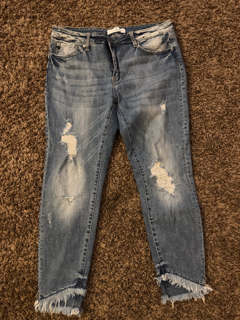 KanCan Light Blue Skinny Jeans with Distressed Details